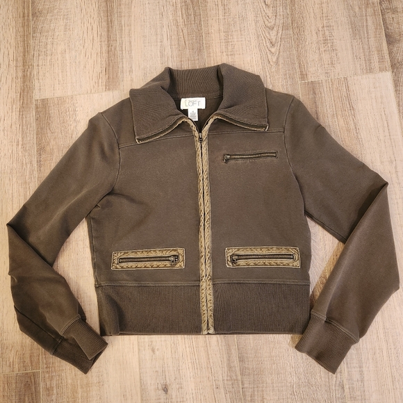 LOFT Jackets & Blazers - Ann Taylor LOFT Bomber Jacket, Army Green, Olive, Zip up Front, Women Medium